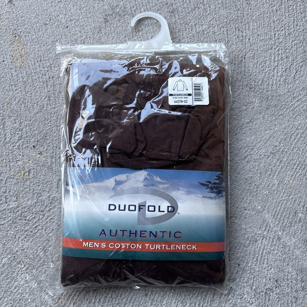 NOS Vintage Duofold Men's Turtle Neck Shirt XL Brown 100% Cotton Lycra